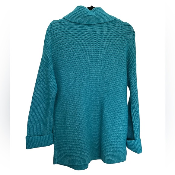 Pilcro and the Letterpress Ribbed Cowl Neck Tunic Knit Sweater Blue Sz Md - Picture 4 of 6